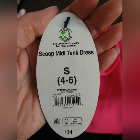 Scoop Satin Sleeveless Midi Tank Dress, Size S (4-6) NWT - Picture 3 of 4